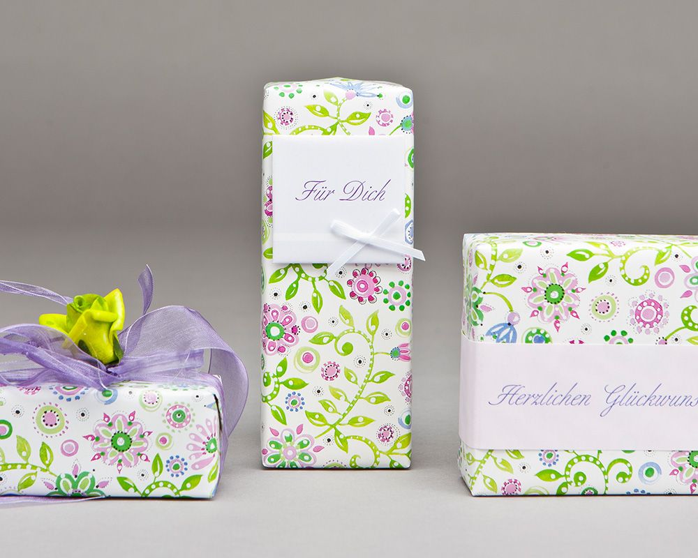 Eau de Parfum Geschenkverpackung florales Muster mit Spruechen