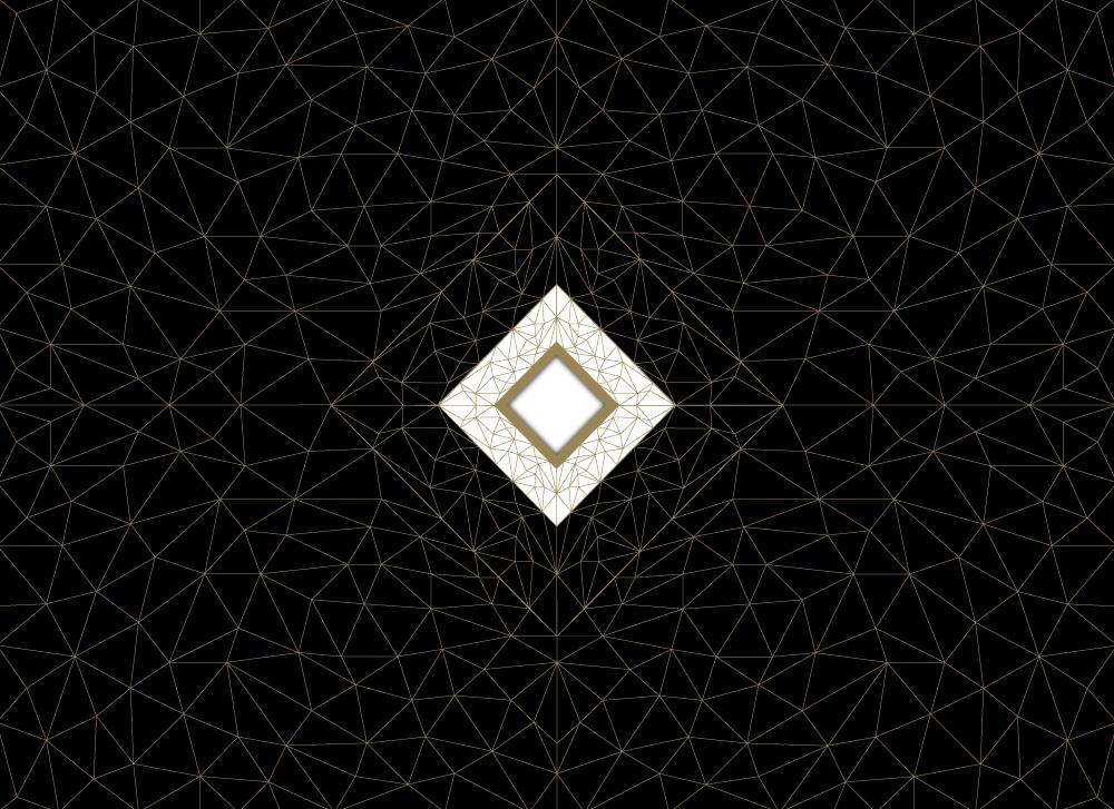 soschoenanders Geschenkverpackung blackpattern schwarz mit symmetrisch angeordneten goldenen Linien und Highlight in der Mitte